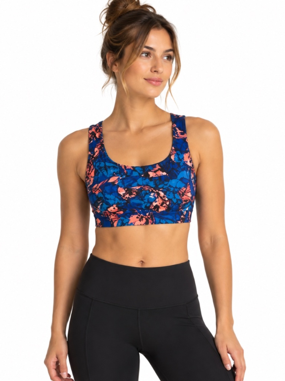 Lululemon Energy Bra (Exhale) Mini Paint Storm Harbor Blue Multi, Black